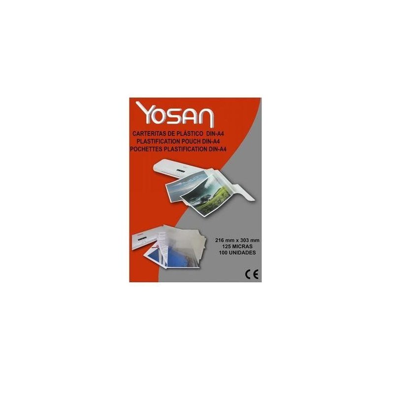 CARTERA DE PLASTIFICAR YOSAN A4 125 MICRAS C/100