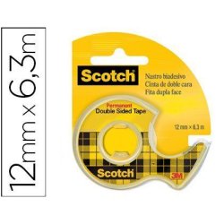 CINTA ADHESIVA DOBLE CARA SCOTCH TRANSP. 12MMX6M.