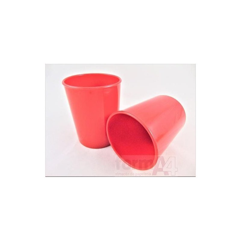 CUBILETE DE SOBREMESA PLASTICO FAIBO OPACO ROJO