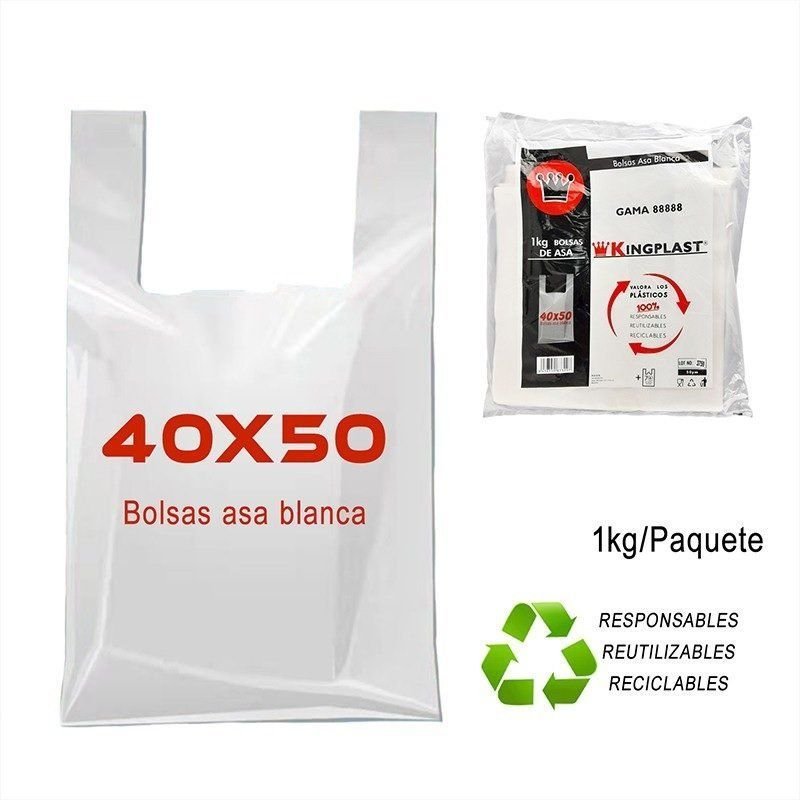 BOLSA CAMISETA BLANCA 42X53CM 1KILO