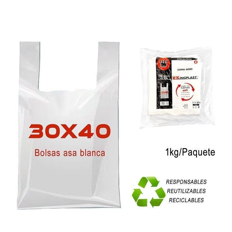 BOLSA CAMISETA BLANCA 30X40CM 1 KILO