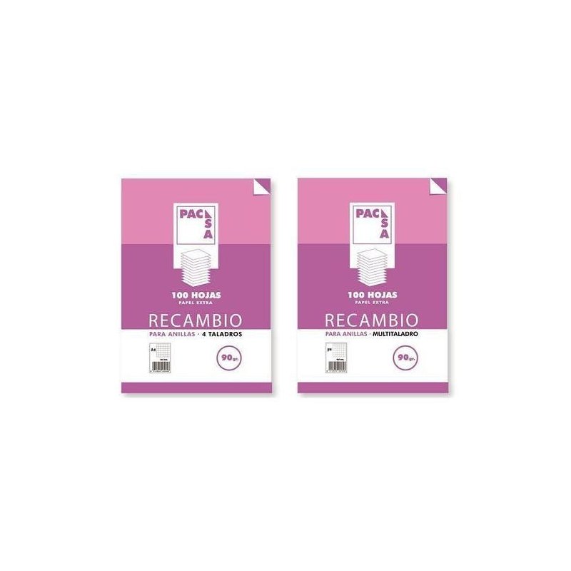 RECAMBIO PACSA 90GR. A4 4T. 100H. LISO