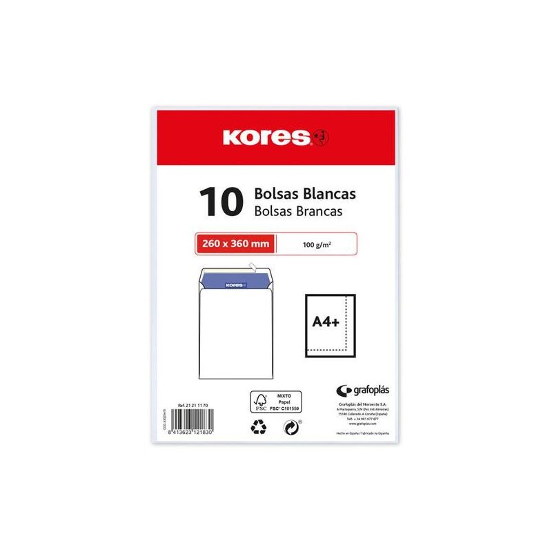 BOLSA BLANCA UNIPAPEL 184X261MM. P/10