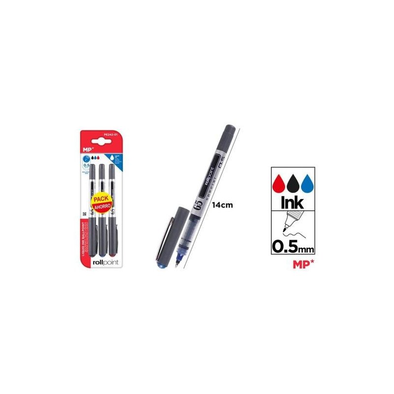 BOLIGRAFO G5 TINTA LIQUIDA PUNTA BALL 3UDS