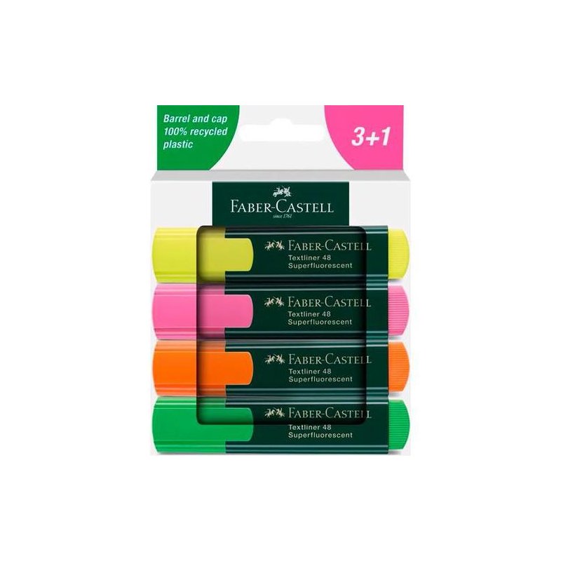 MARCADOR FLUORESCENTE FABER-CASTELL EST/3+1 GRATIS