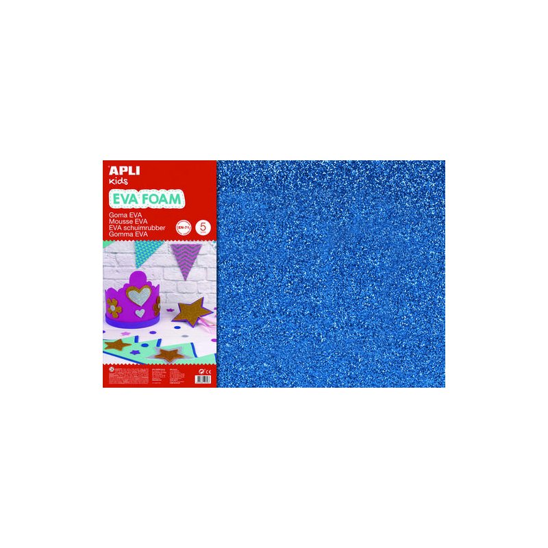 LAMINA EVA APLI 40X60CM. AZUL PURPURINA P/3HOJAS