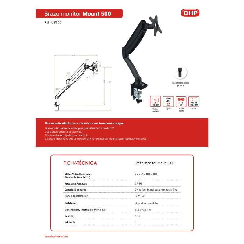 BRAZO PARA MONITOR DHP MOUNT 500