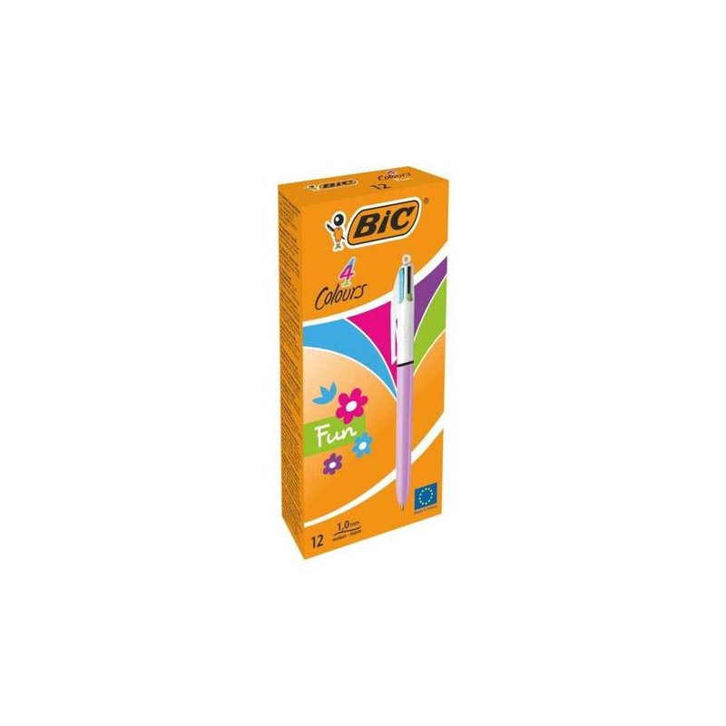 BOLIGRAFO BIC 4 COLORES CUERPO LILA/BLANCO