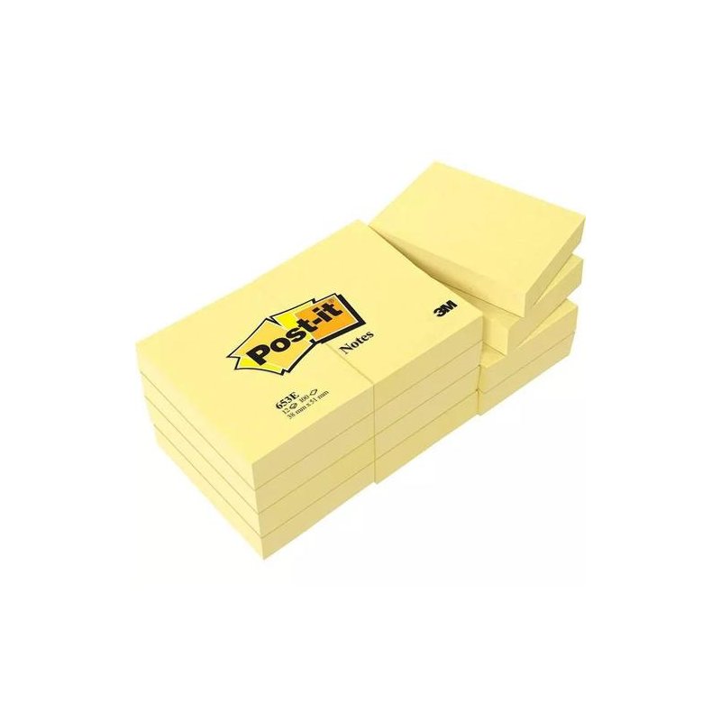BLOC NOTAS AMARILLAS POST-IT 38x51MM P/12 BLOCS