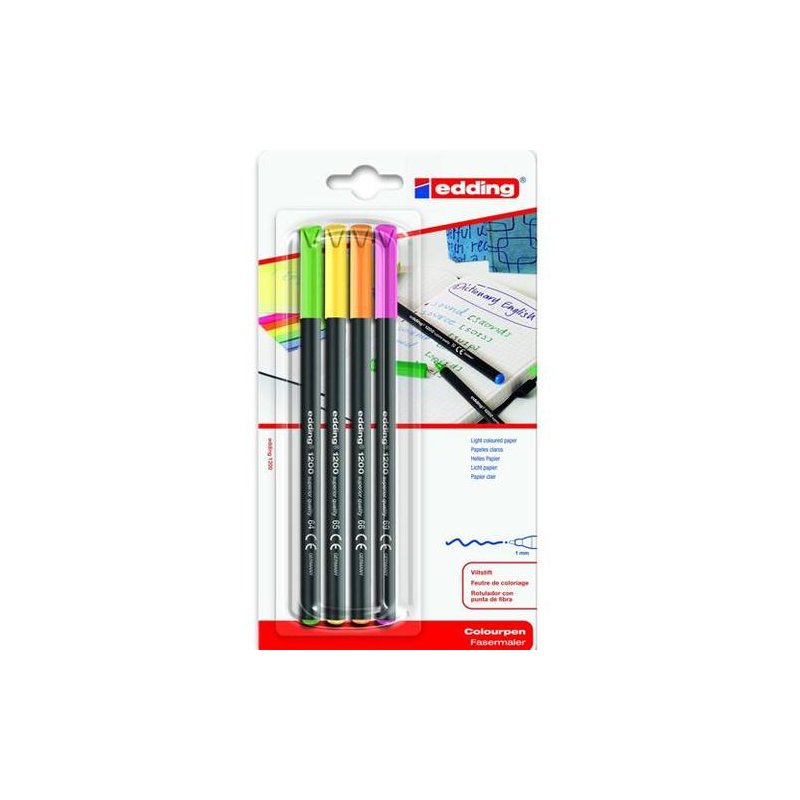 ROTULADOR EDDING 1200 NEON BOLSA 4 UNIDADES