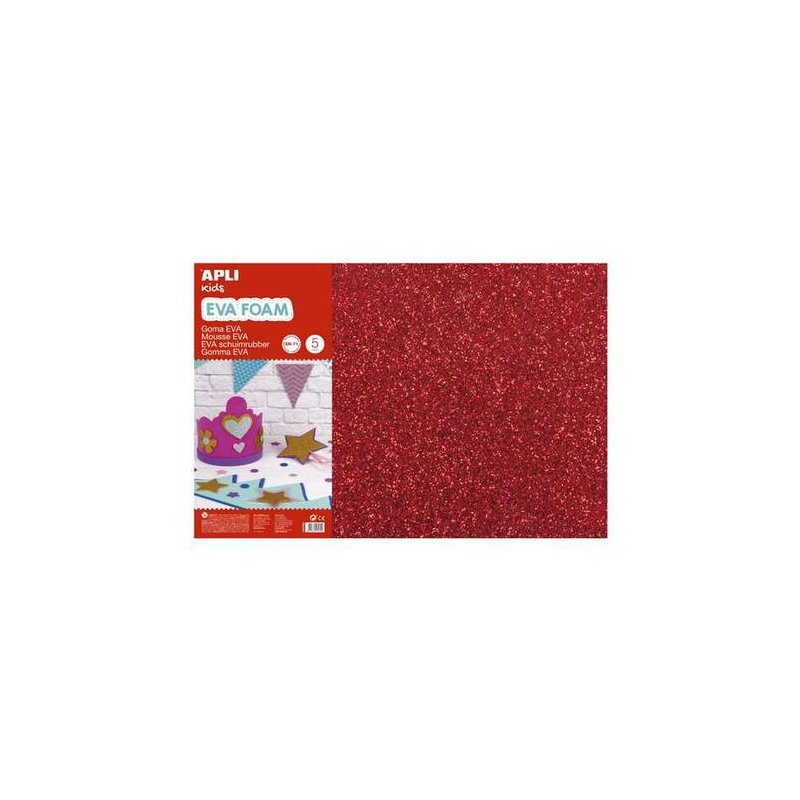 LAMINA EVA APLI 40X60CM. ROJO PURPURINA P/3HOJAS