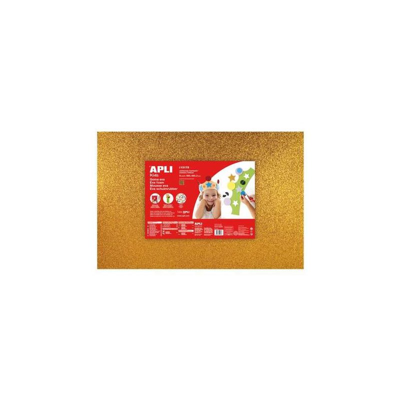 LAMINA EVA APLI 40X60CM. ORO PURPURINA P/3HOJAS