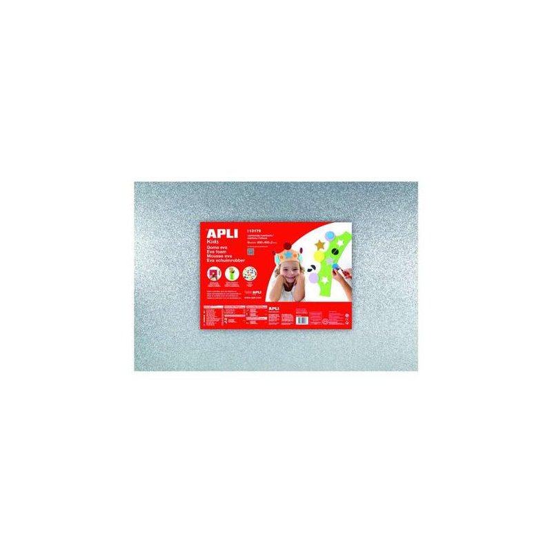 LAMINA EVA APLI 40X60CM. PLATA PURPURINA P/3HOJAS
