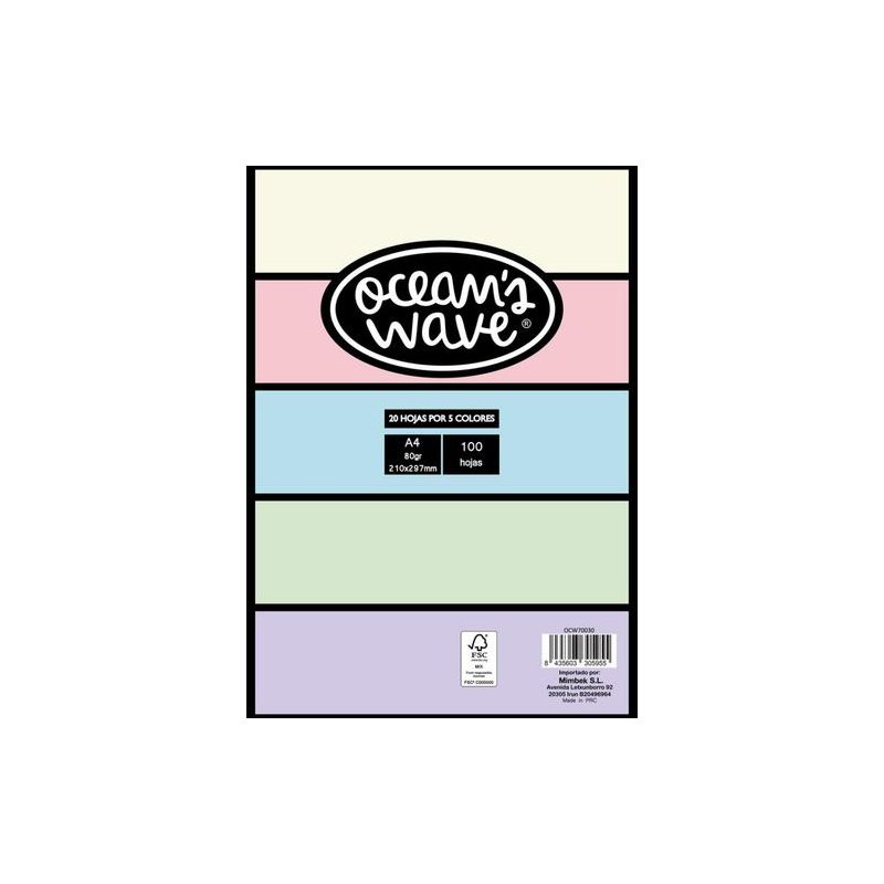 PAPEL MULTIFUNCION OCW A4 80GR. PASTEL P/100H 
