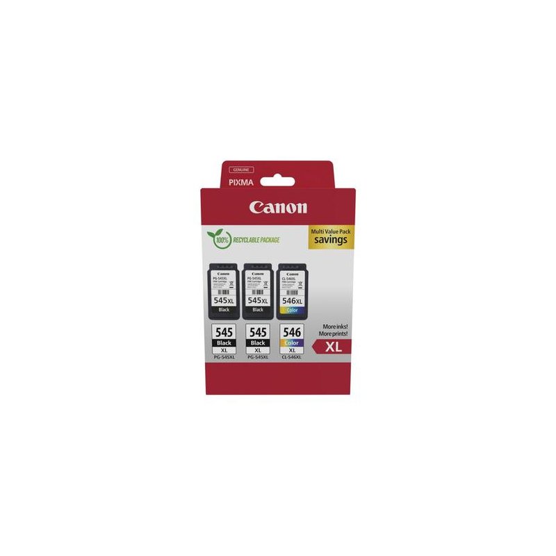 CANON CARTUCHO PG545XL NEGRO+546XL COLOR PACK 3