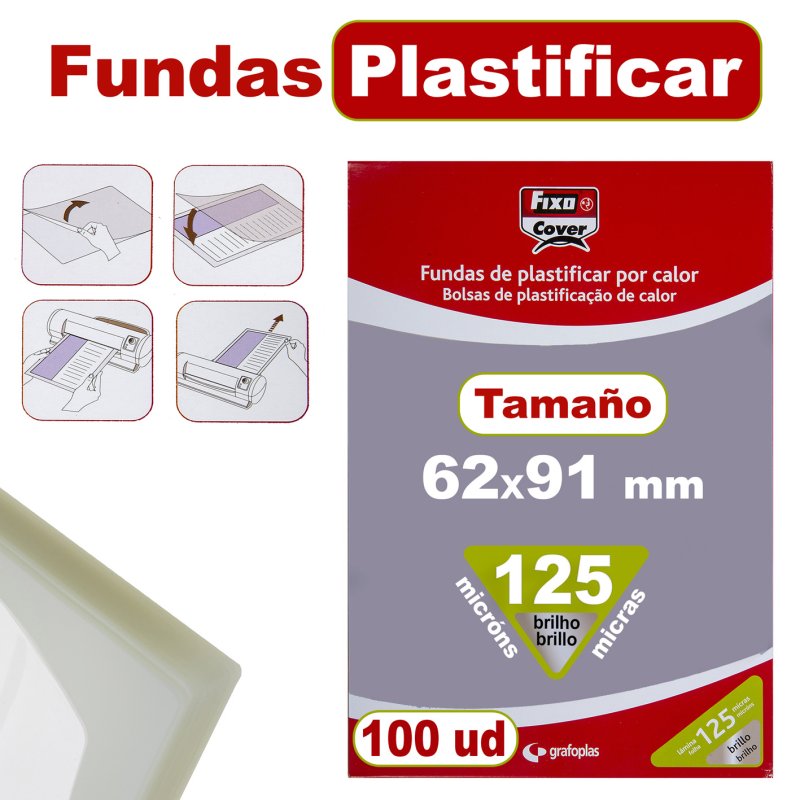 CARTERA DE PLASTIFICAR FIXO 62X91MM 125 MC C/100