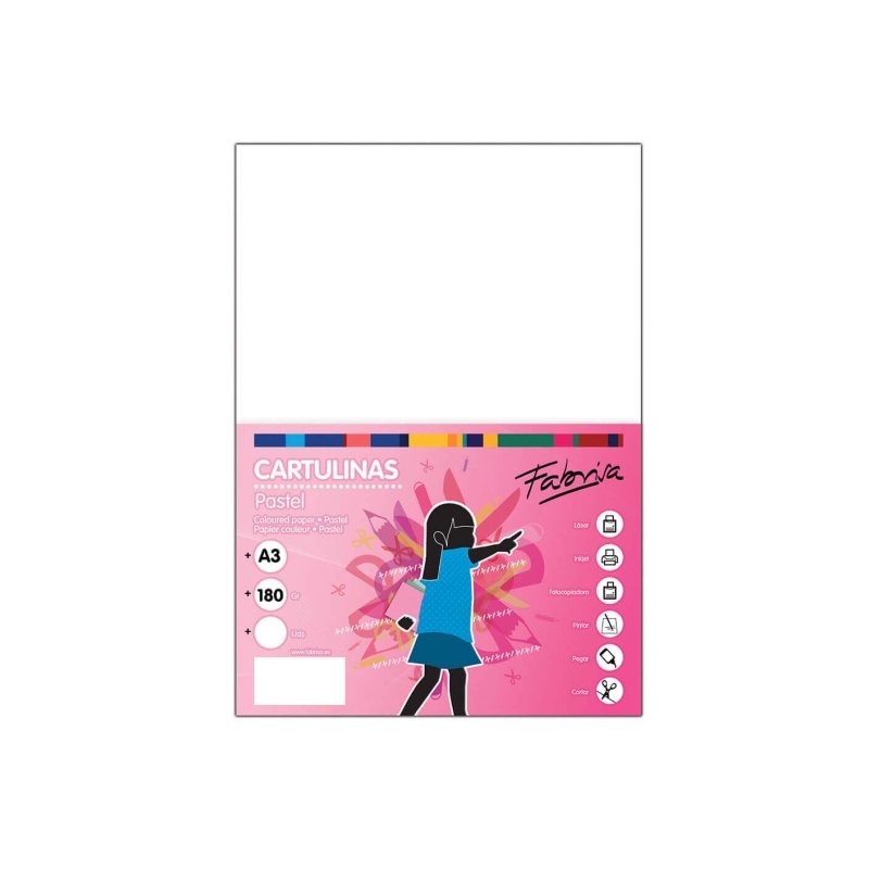 CARTULINA FABRISA BLANCA A3 180GR. P/50