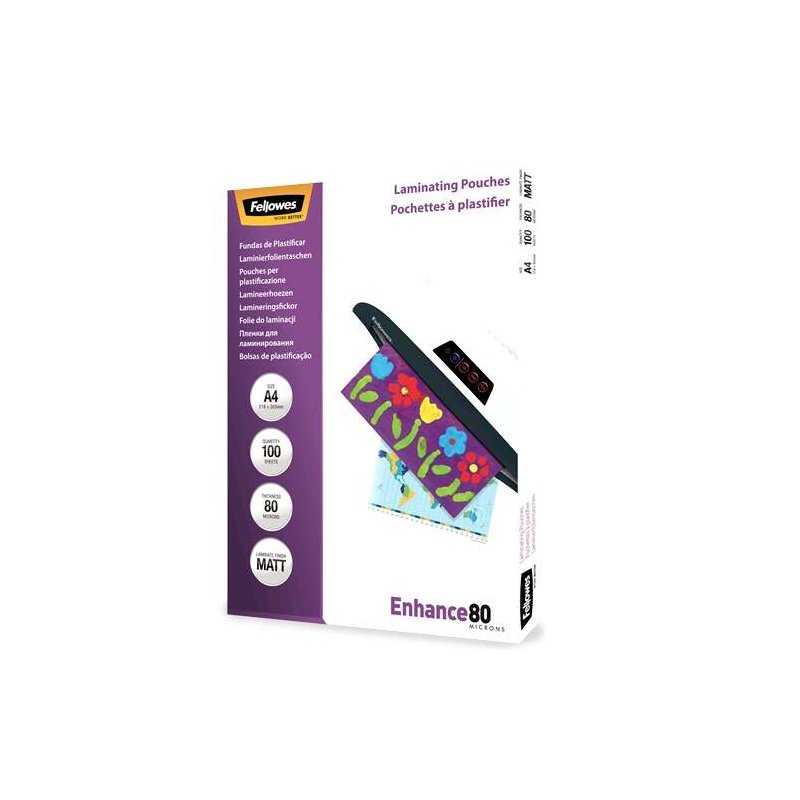CARTERA DE PLASTIFICAR FELLOWES A4 MATE 80 M C/100