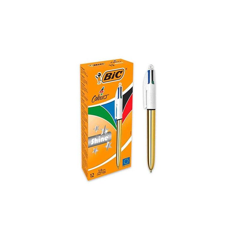 BOLIGRAFO BIC 4 COLORES SHINE ORO