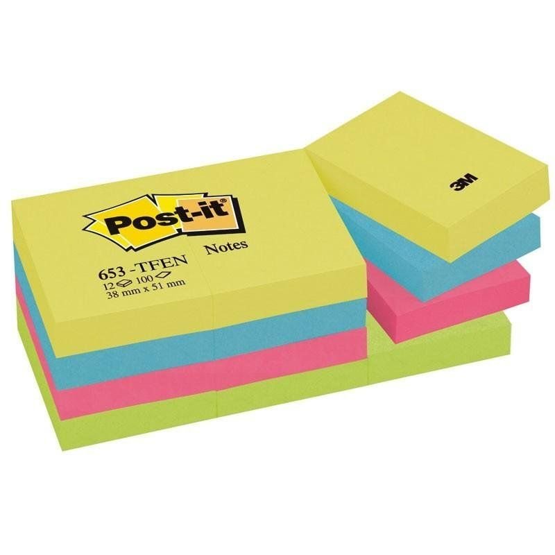 BLOC NOTAS POST-IT 38X51 MM. COLORES SURTIDO P/12