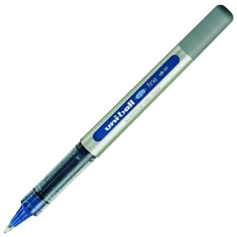 3 Stylos Roller Uni-ball Eye UB-157 Vert Clair 0.7mm - Encre Pigmentée Imperméable - Pointe Moyenne