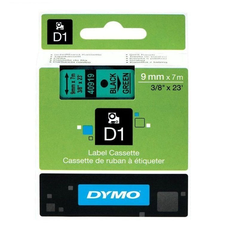 CINTA DYMO D1 9MMX7M NEGRO/VERDE 