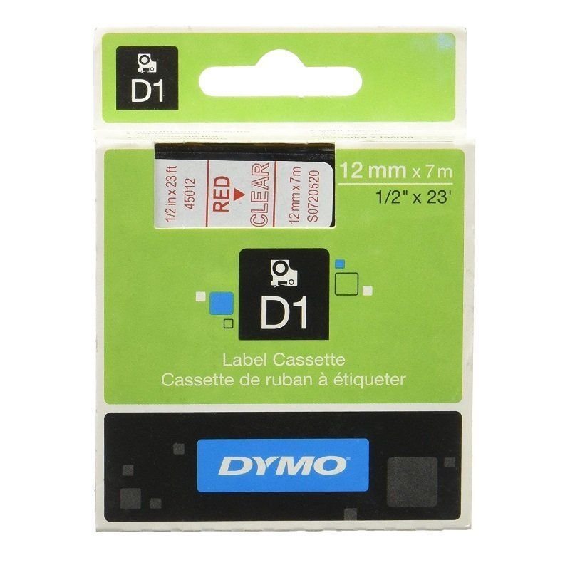 CINTA DYMO D1 12MMX7M ROJO/TRANSPARENTE 