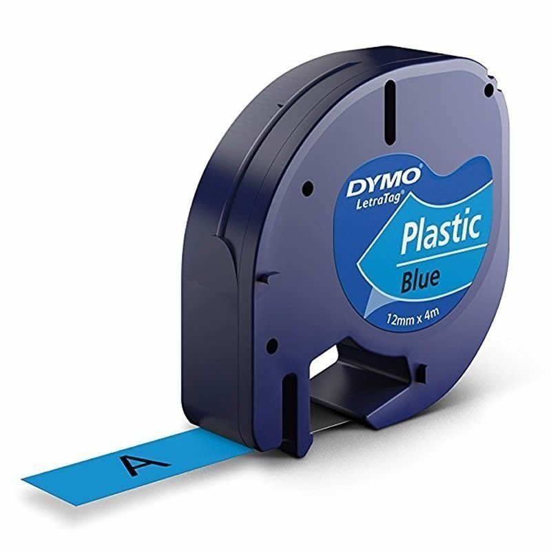 CINTA DYMO LETRATAG PLASTICO 12MMX4M. NEGRO/AZUL