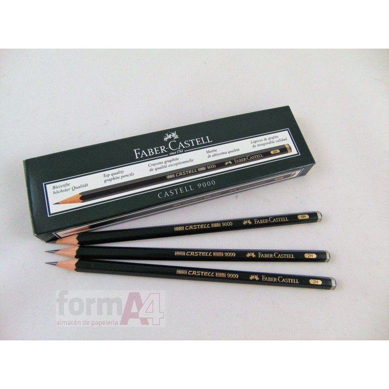 Faber-Castell 119012 Matita Castell 9000 2H | Confezione 12 Pezzi | Mina Resistente Fusto Esagonale