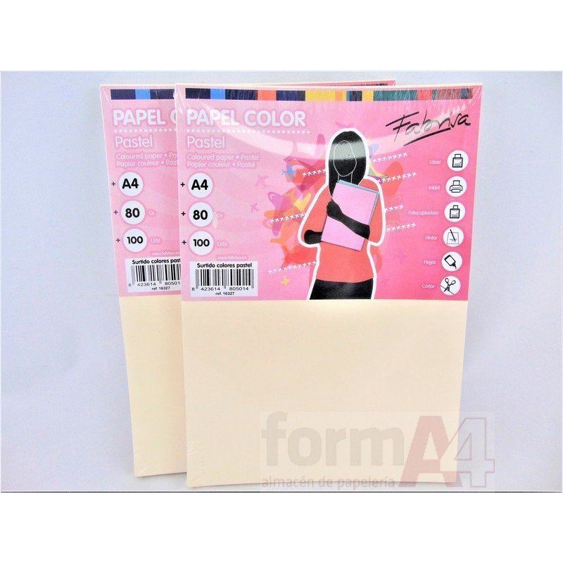 PAPEL MULTIF. FABRISA A4 80GR. COLOR PASTEL P/100H