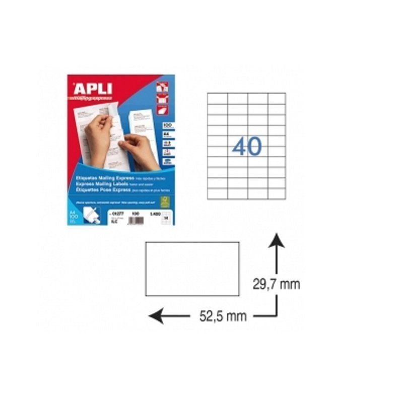 ETIQUETA ADHESIVA BLANCA APLI 52.5X29.7MM. C/250H