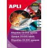 ETIQUETA ADHESIVA APLI CD/DVD 114MM. C/200