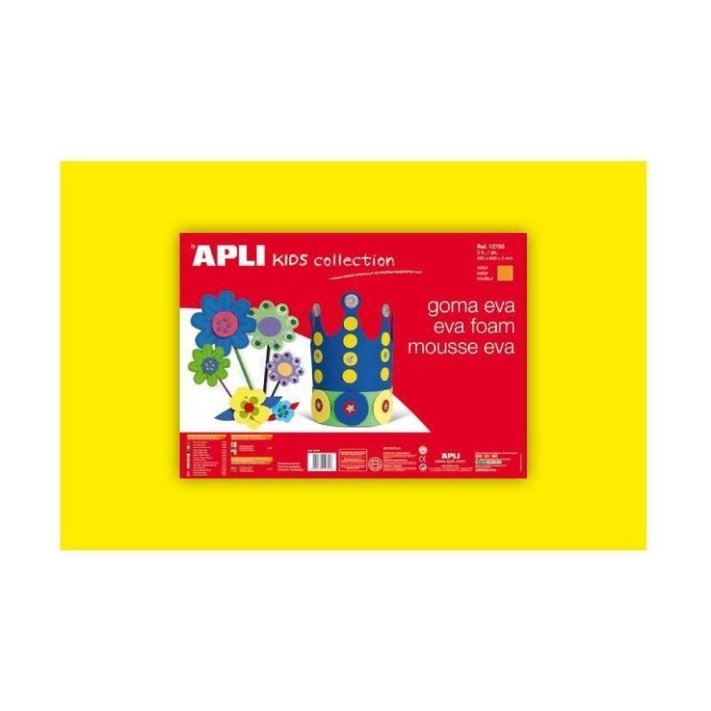 LAMINA EVA APLI 40X60CM. AMARILLO P/5 HOJAS
