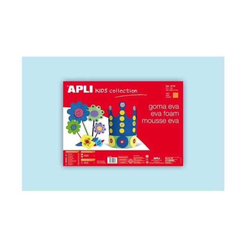 LAMINA EVA APLI 40X60CM. AZUL CLARO P/5 HOJAS