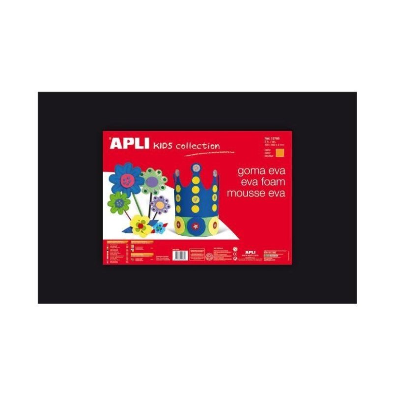 LAMINA EVA APLI 40X60CM. NEGRO P/5 HOJAS 